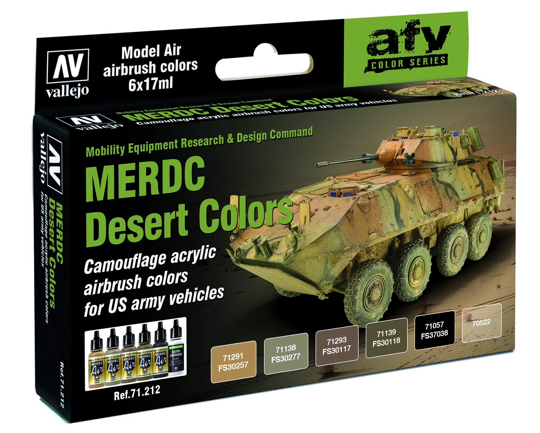 Vallejo Model Air Set - US MERDC Desert Colors,17 ml (Pack of 6)