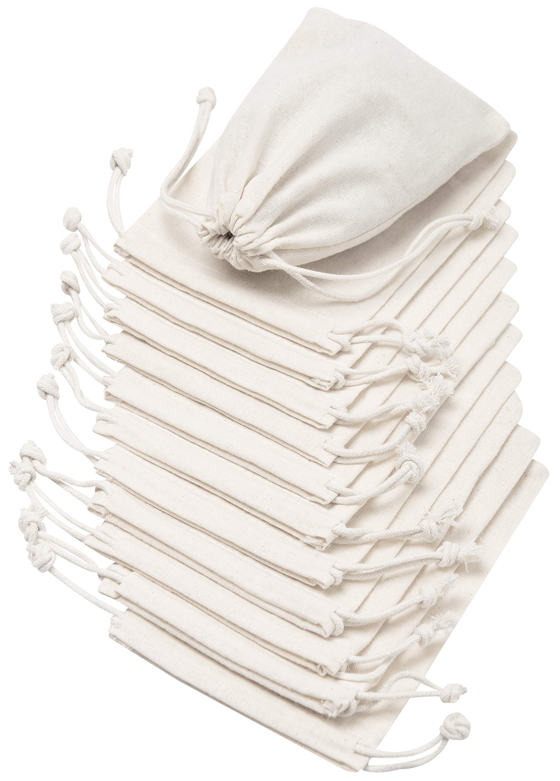 100 Percent Cotton Muslin Drawstring Bags For Storage Pantry Gifts (10 x 15 cm - 12 pack, White)