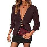 Ziesexy Womens Cardigan Sweaters Deep V Neck Button Up Sweaters Dressy Open Front Fall Knit Cardigans Top Shrugs for Women