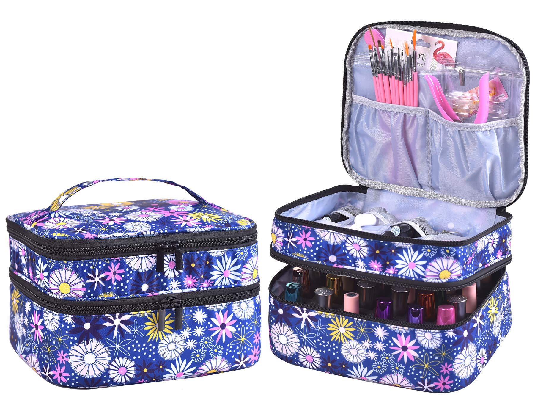 Nail Polish Carrying Case Bag-Holds 30 Bottles, Double-Layer Nail Polish Storage and Nail Dryer Case