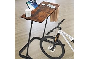 Ikkle Adjustable Bike Trainer Desk Stationary Bike Stand, Indoor Cycling Walking Desk for Treadmill Fitness Standing Workstation, Wooden Treadmill Stand