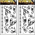Tattoos 2 Sheets Black Scorpion Animal Arm Body Sticker Tattoo Art Make up for Men Temporary Tattoos Paper Waterproof for Men Women