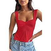 TiulZial Women's Sleeveless Backless Going Out Crop Tank Top Sexy Pleated Sweetheart Neck Strappy Y2K Slits Cropped Tops