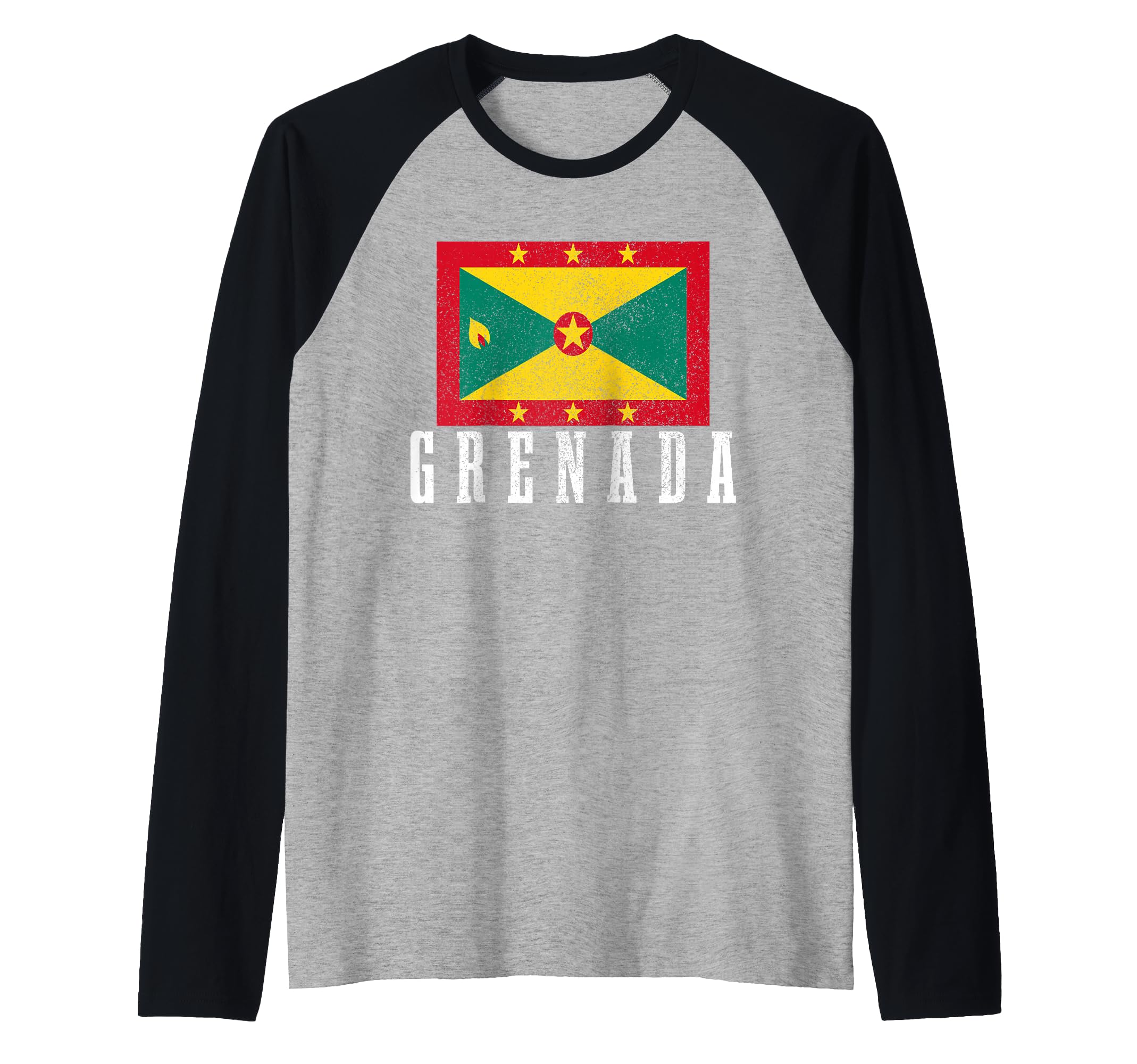 Grenada Flag Vintage Caribbean Souvenir Raglan Baseball Tee
