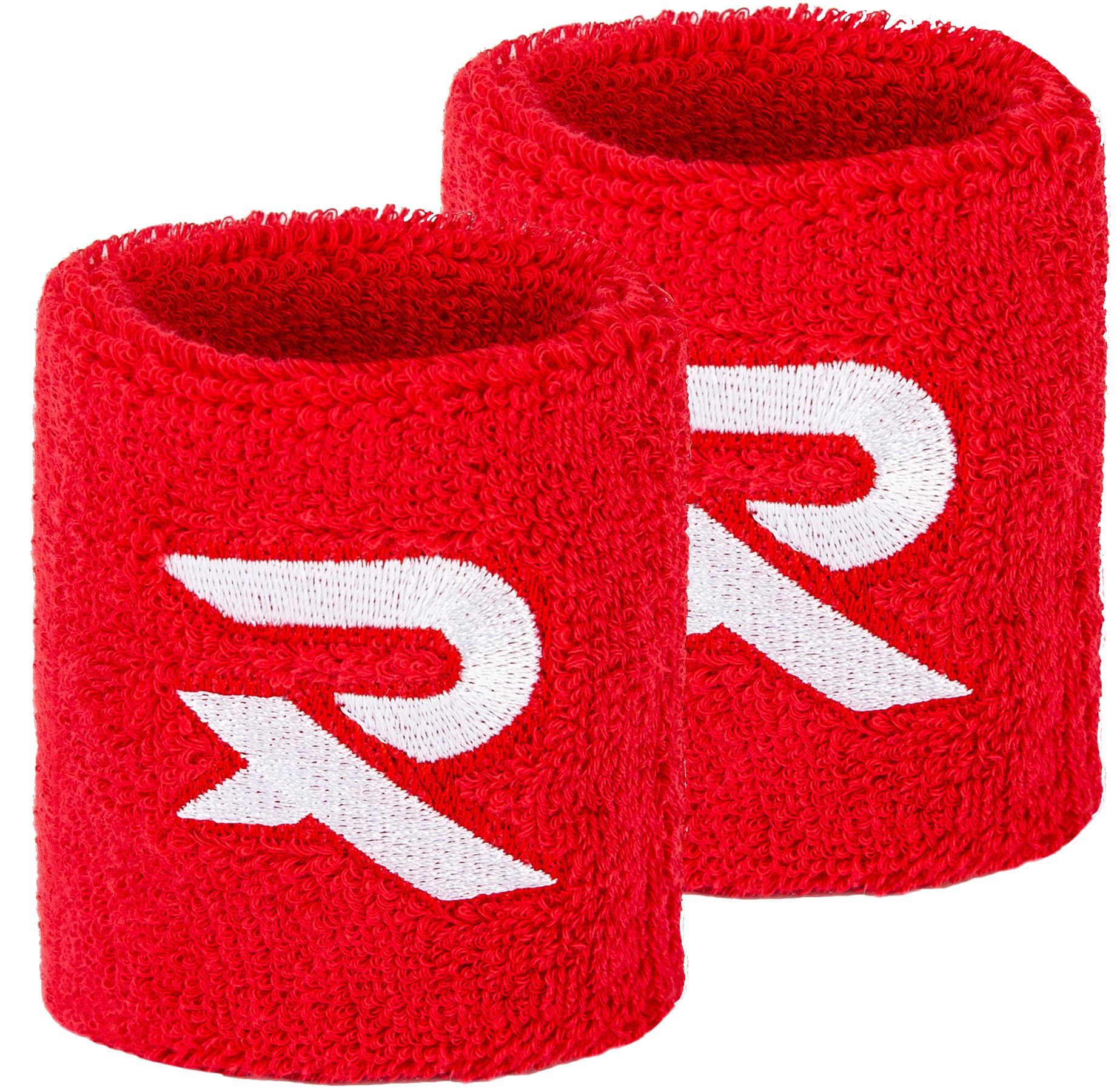 Raquex Cotton Wristbands - Soft cotton stretchy material. 8cm or 13cm widths. Sports sweat bands for men and women. 7 colour options. (Red, Pair Wristbands)