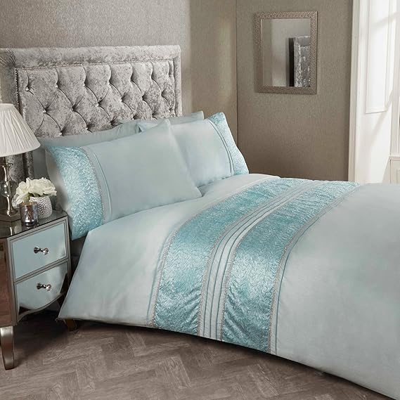 Just Contempo Ruffle Sparkly Rhinestone Embellished Duvet Cover Set