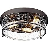 Emliviar 15 Inch Farmhouse Flush Mount Ceiling Light Fixture, Outdoor 3-Light Ceiling Lamp for Porch Kitchen Living Room, See