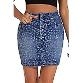 GUANYY Womens Mini Denim Skirt-Casual Stretch Slim Fit High Waisted Jean Skirts