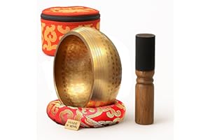 HEALING MONK Wonders Ladies Tibetan Singing Bowl Set – Handcrafted in Nepal – Meditation Sound Bowl for Healing, Stress Relief, Chakra Balancing – Ideal Gift for Yoga Lovers, Women & Men (Buddha (GOLD)