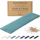 Qomfor Microwave Heating Pad - Large Microwavable Wheat Bag Heat Pack for Neck and Shoulders, Pain Relief, Back Pain, Arthritis, Period Cramps - Reusable Lavender Heating Pad (Green Blue)