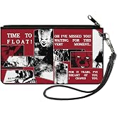 Buckle-Down IT Canvas Zipper Wallet | It Pennywise Poses and Quotes Collage Red White Grays