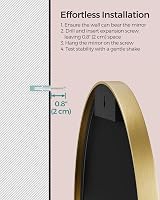 SONGMICS Round Mirror 61 cm Gold Metal Frame Wall Mounted LWM102A01 view 5