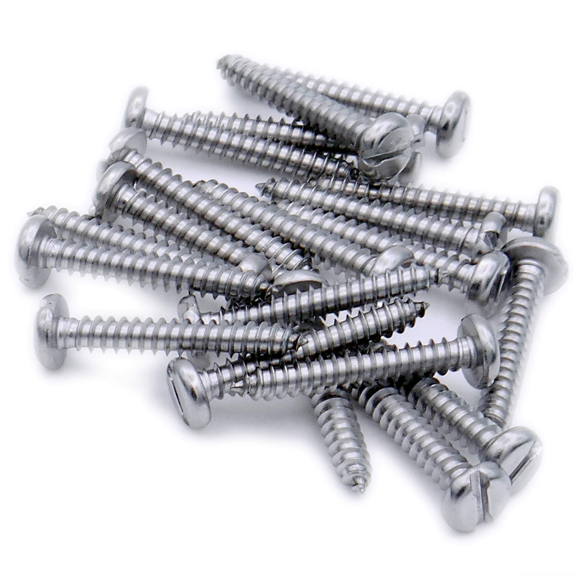No.7 x 1 (3.9mm x 25mm) Slot Pan Self-Tapping Screw - Stainless Steel (A2) (Pack of 20)