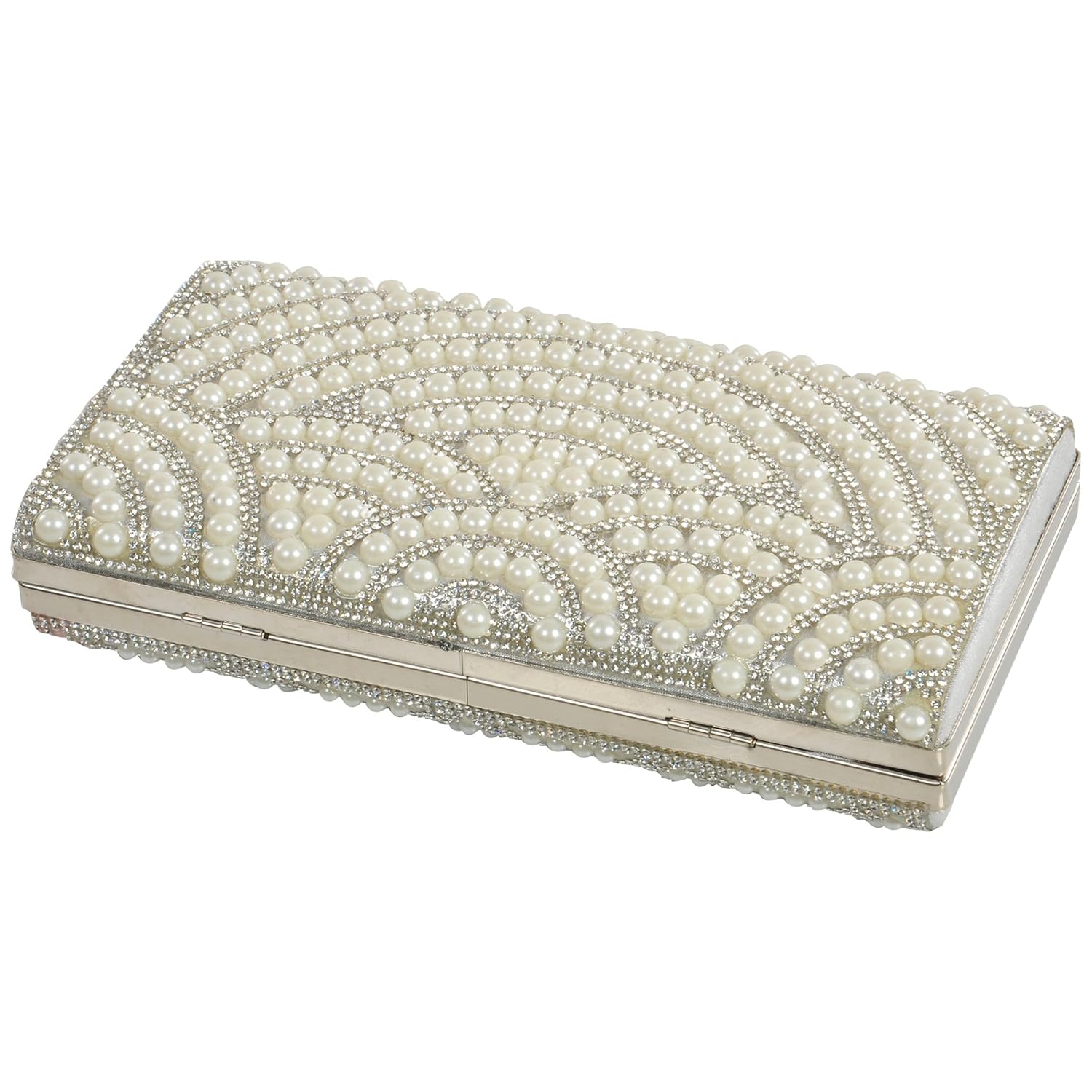 24x7 emall women's clutch (pearl diamond silver,premium pearl diamond silver two sided)