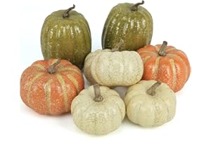 GHRDOPY 8Pcs Fake Pumpkins Fall Thanksgiving Decorations,Assorted Colors Plastic Pumpkins Home Decor, Artificial Mini Pumpkin for Decorating Autumn Harvest Outdoor Indoor Decor Centerpiece Table Decorations
