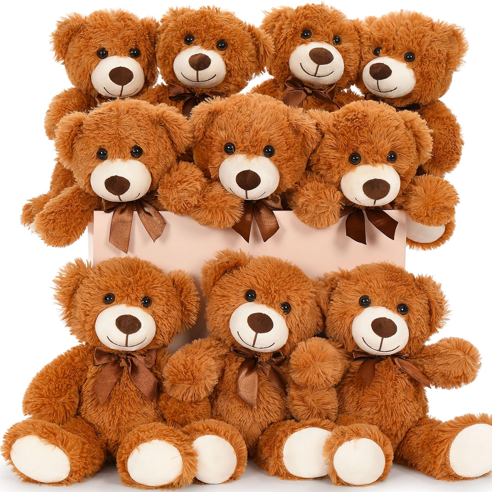 Photo 1 of MaoGoLan Bulk Teddy Bear Baby Shower, 10 Packs Small Dark Brown Teddy Bear Stuffed Animals in Bulk,13.5" Small Stuffed Bears Plush for Wedding,Birthday,Christmas, Party Decorations