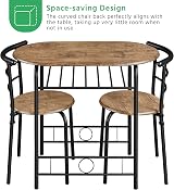 Yaheetech 3 Piece Modern Dining Table Set with Storage Rack Brown view 7