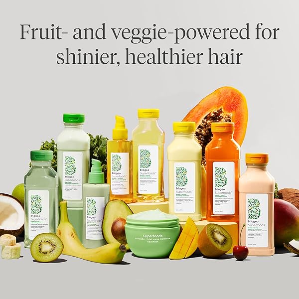 BRIOGEO SUPERFOODS MANGO + CHERRY BALANCING SHAMPOO, REPLENISH DULL, DRY HAIR AND BALANCE OIL FOR OILY HAIR, CONTROLS OIL AND NOURISHED ALL HAIR TYPES AND TEXTURES, VEGAN, CRUELTY-FREE, 12.5 FL OZ