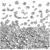 400Pcs Metal Spacer Beads for Jewelry Making, Silver & Gold Plated Findings for Bracelet, Small Hole, Mixed Style (Silver)