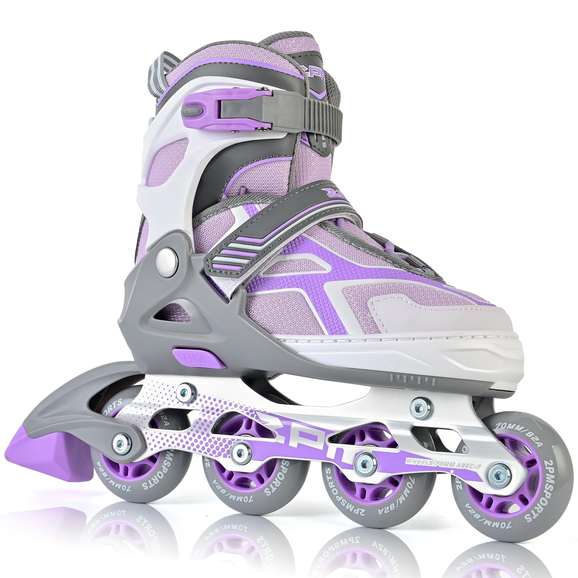 2PM SPORTS Torinx Green Boys Adjustable Inline Skates, Fun Beginner Roller Skates for Kids, Youth, Girls, Men and Women (Violet, Small - Little Kid (10.5C-13C US)) Image