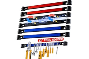 FLYVOLE 6 Pack 12" Upgraded Magnetic Tool Holder Strip, Wall Mount Magnetic Strips Heavy Duty, Magnetic Tool Organizer Pry Bar Holder for Garage Workshop Kitchen, Mounting Screws Included (12" ‌Multicolor)