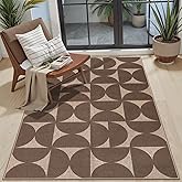 Lahome Modern Geometric Easy Jute Washable Rugs 3x5 for Entryway Indoor, Thin Carpet for Dining Room Non Shedding, Neutral Semi-Circle Mat for Outdoor Porch Front Door