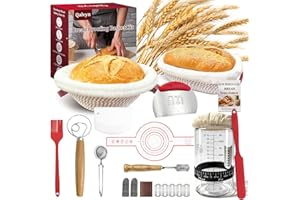 Sourdough Bread Baking Supplies, Sourdough Starter Kit with Cotton Rope Oval & Round Bread Proofing Basket and Sourdough Star