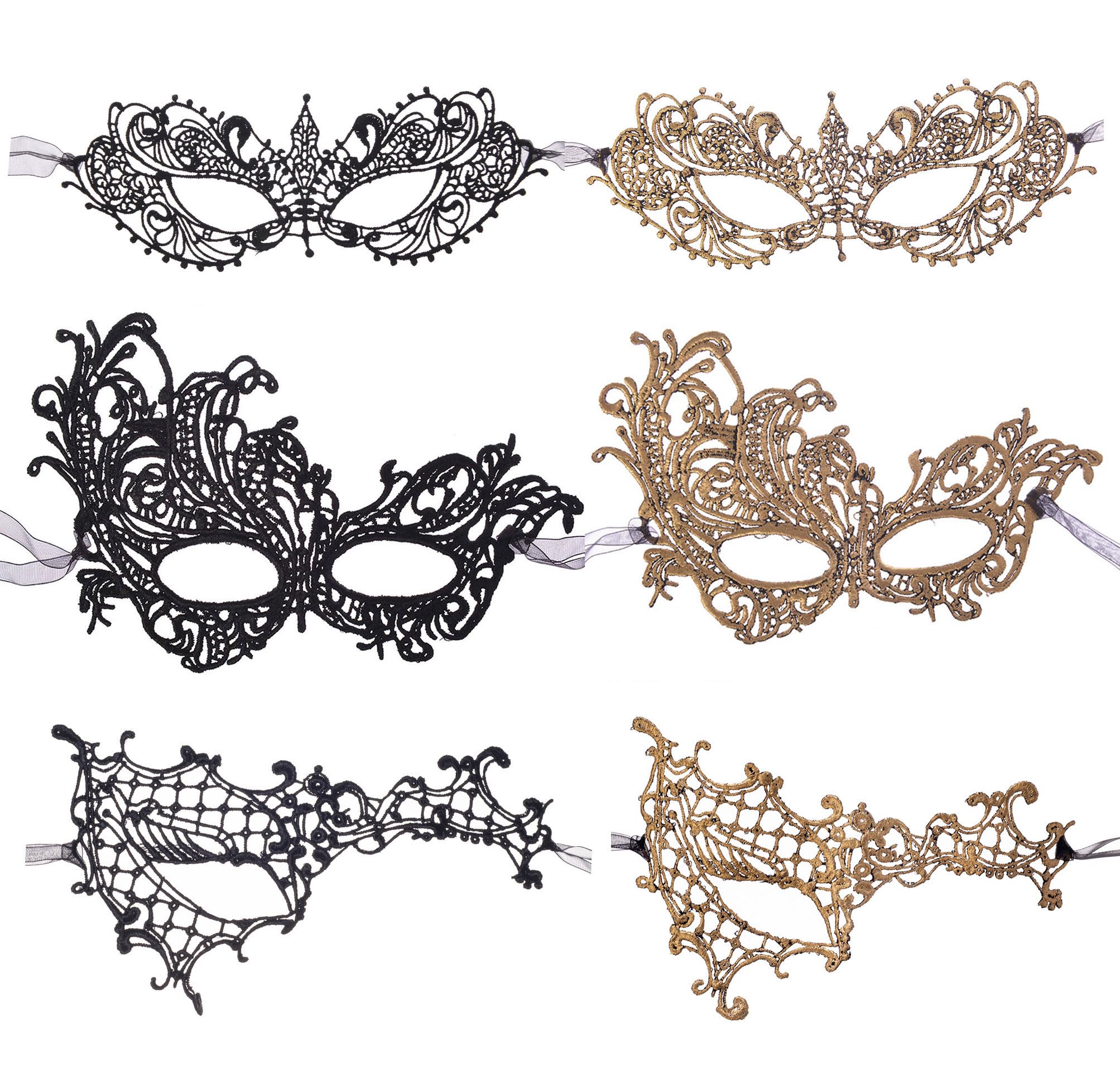 Photo 1 of Liatunou 6 Pieces Women Masquerade Mask,Classic Venetian Mask Half Face Mask for Ball Party/Halloween/Mardi Gras (Gold Black)