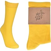 No Cold Feet Men’s Orange Dress Socks – Classic Soft Crew Dress Socks, All-Day Comfort for Work, Business or Weddings