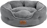Bedsure Cat Bed Indoor 51x48x15cm Round Washable Grey with Non-Slip Bottom