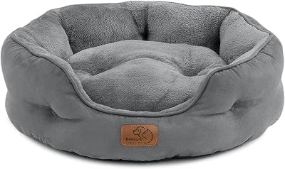 Bedsure Cat Bed Indoor 51x48x15cm Round Washable Grey with Non-Slip Bottom