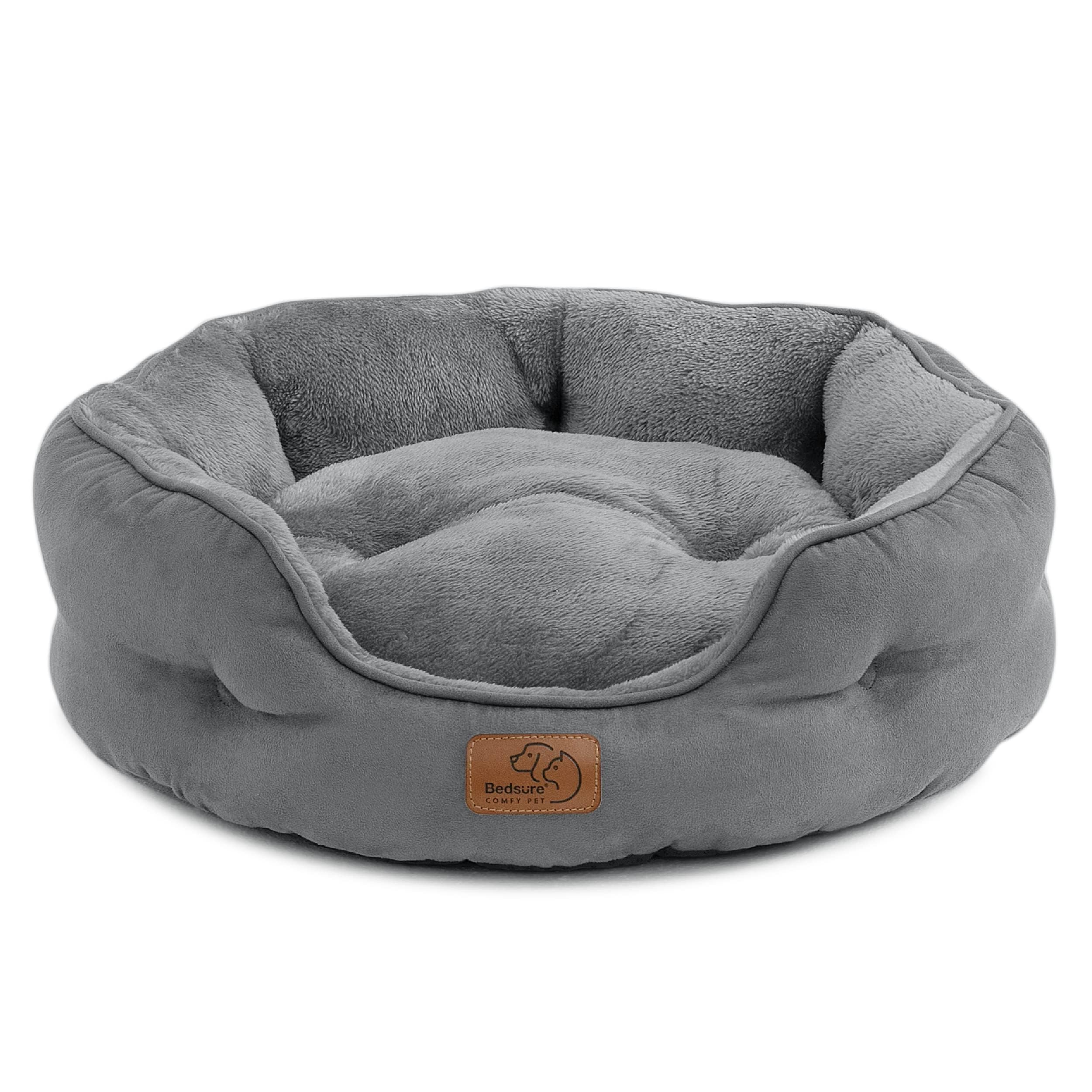 Bedsure Cat Bed for Indoor Cats - 51x48x15cm Round Washable Kitten Bed with Slip-Resistant Bottom and Reversible Cushion, Grey — image 1