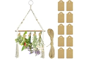 YAHAHARICH Herb Drying Rack with 15PCS Brown Gift Tags and 32ft Natural Jute Twine herb Dryer Flower Drying,Hanging Herb Dryer Rack for Fresh and Aromatic Herbs (1 Tier)
