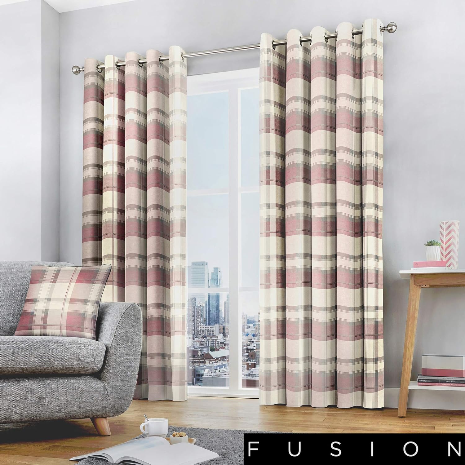 Fusion Balmoral Check 100 Cotton Ready Made Pair of Eyelet