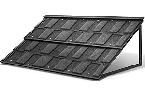 Drizzlen Metal Awnings 52 in W x 31 in H, Triangular Metal Frame, High-end Color Stone Tile Metal Awnings, Waterproof and Rustproof, Suitable for Entry Doors, Windows, Balconies, Etc