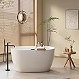 47" Acrylic Freestanding Bathtub Contemporary Soaking Tub, White Bathtubs, Oval Shape Free Standing Bath Tubs With Chrome Overflow and Pop Up Drain