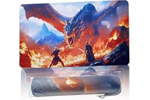PARTYPDA MTG DND Play Mat Game Mat - 3MM Thick High-Density Non-Slip Surface, Stitched Reinforced Edges for Magic playmats, DND Tabletop RPG, TCG Card Games (Dragon 7)