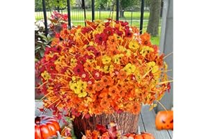Yastouay Fake Mums - 12 Bundles Artificial Mums for Outdoors, Fall Flowers Artificial for Decoration, UV Resistant Artificial Fall Flowers for Outdoors, No Fade for Porch Garden Home Fall Decor