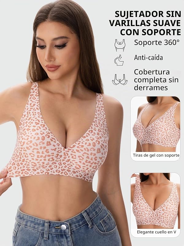 Sujetador Sin Aros Mujer Sujetadores con Escote En V Profundo — foto 2 de 6