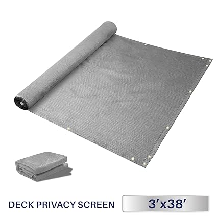3 x 38, Solid Grey: Windscreen4less Deck Privacy Screen for Backyard, Patio, Balcony, Pool, Porch, Railiing, Gardening, Fence Shield Rails Protection Gre