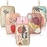 Kacctyen 5 Pcs Boho Leather Hand Sanitizer Spray Case Zippered Pouch Compatible with Touchland Power Mist Portable Hand Sanitizer Holder Protective Case Fashion Accessory with Snap Hook, 1fl oz