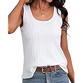 Womens Summer Tops, Scoop Neck Sleeveless Tank Tops for Women, Slim Fitted Ribbed Knit Textured Basic Casual Shirts
