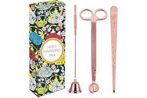 DANGSHAN 3 in 1 Candle Accessory Set, Candle Wick Trimmer Candle Snuffer Candle Wick Dipper for Candle Lover (Rose Gold)
