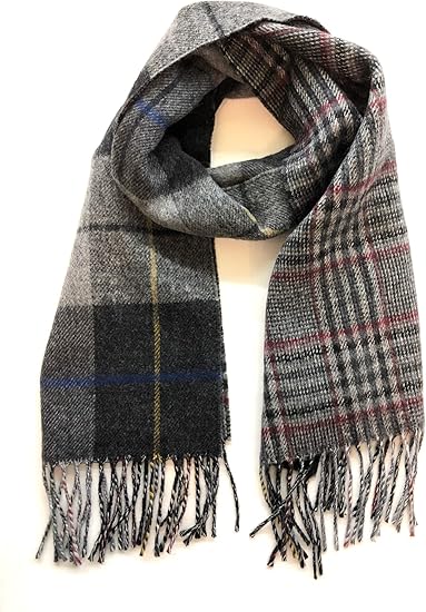 Amazon Rv カシミア混ウールチェックマフラー グレー グレーグレン ストール マフラー 通販
