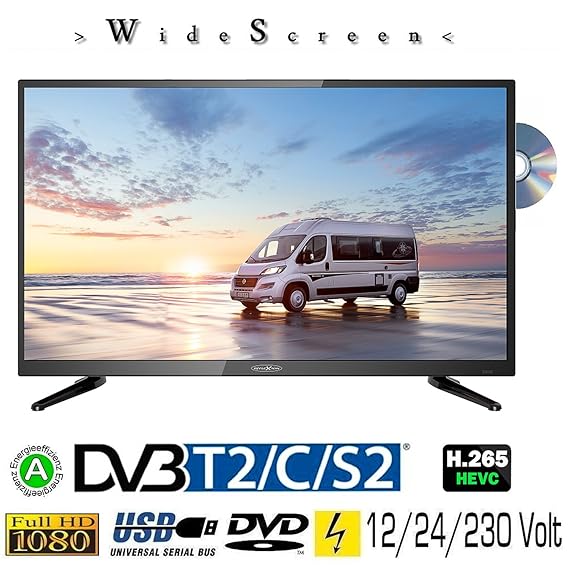 Reflexion LDD 3288 WideSceen LED Fernseher mit 32 Zoll 80 cm , DVB-S2, DVB-T2, DVB-C, DVD, USB, 230V + 12Volt + 24Volt, Energ