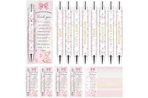 PIAOPIAONIU 20 Sets Pink Bow Girl Baby Shower Favors Pens Baby Shower Favors Gifts for Guests Baby Shower Party Decorations f