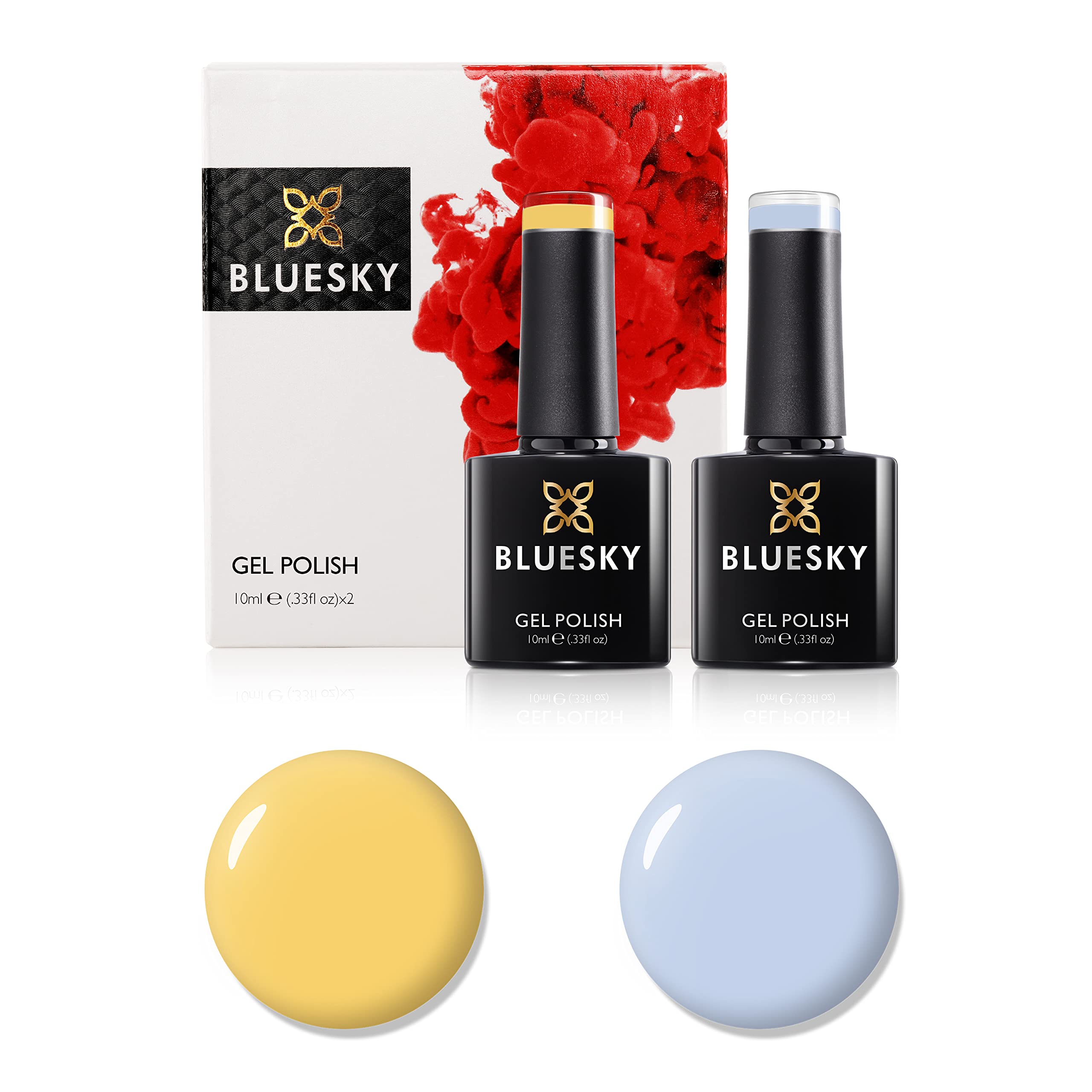 Bluesky Gel Nail Polish Set, 9th Anniversary Set 7, 2 x 10ml, QXG741 Faded Blue, A115 Pastel Yellow (Requires Curing Under UV LED Lamp)