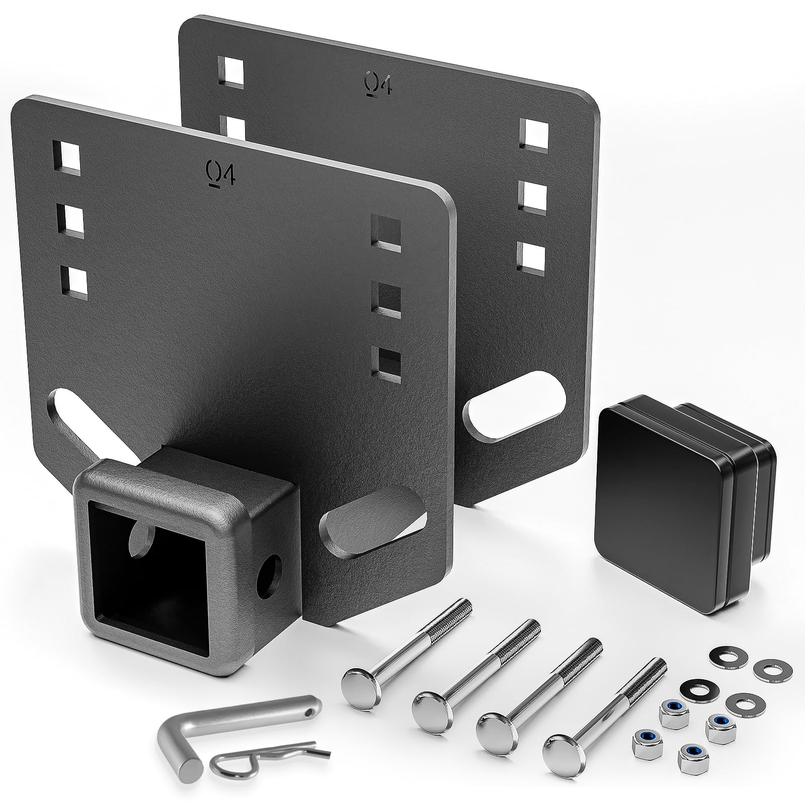 YZONA Tow Hitch 2 Inch, RV Bumper Hitch Trailer Receiver, Fits 2" to 4" Rear Beams, 3500 LBS Capacity Upgrade Towing Adapter Openning for Camper Cargo Carrier Bike Racks RV Tire Carrier Ball Mounts Image