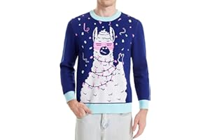Runhit Ugly Christmas Sweater Men Unisex Crew Neck Knitted Ugly Christmas Sweater Women Funny Pullover for Holiday