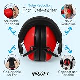 Nesofy Ear Defenders Children 26db Adjustable Foldable Red 3-16 Years view 3
